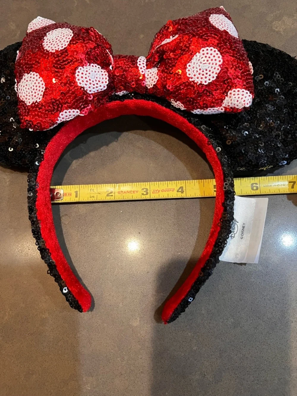 Classic Minnie Mouse Sequin Headband - Red Polka Dot Ears